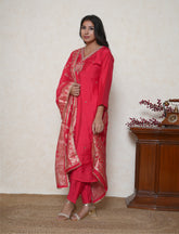 Crimson Red embroidered Kurta Set